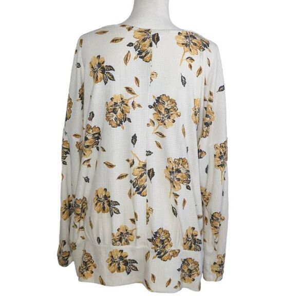 Maurices Blouse womens 2 White Yellow career causual brunch date workwear - Picture 4 of 12